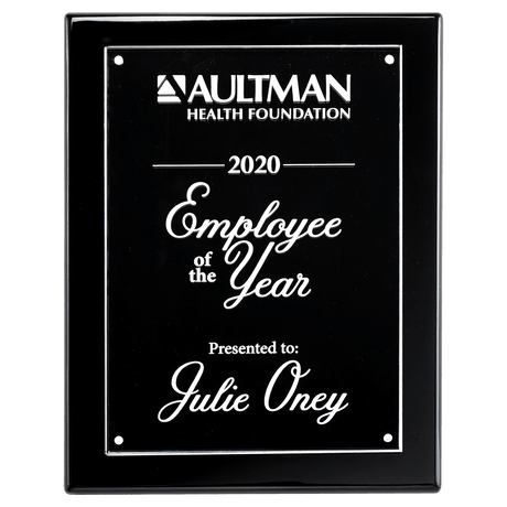 9x12 Black High Gloss Plaque with Acrylic Engraving Plate