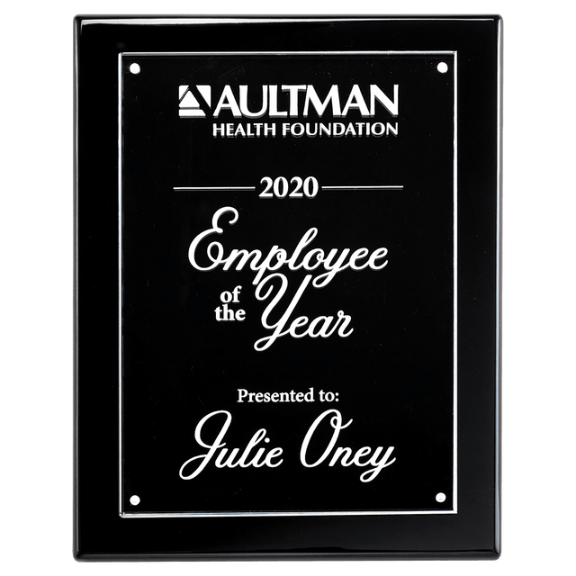Black 9x12 High Gloss Plaque with Acrylic Engraving Plate