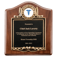 10" x 12" American Walnut Plaque with Gold Border Decorative Frame with 2" Insert Holder, Laserable Black Brass Plate- Witney Series