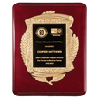 11" x 15" Rosewood Piano Finish Plaque with Metal Gold Scroll Frame Casting and Black LaserFX Plate