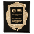 10 1/2" x 13" Black High Gloss Plaque with Metal Gold Scroll Frame Casting with Black LaserFX Plate