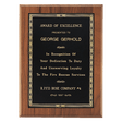 8" x 10" Black Laserable Gold Border Plate on an American Walnut Plaque - Sheffield Series
