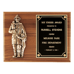 9" x 12" American Walnut Plaque with Firefighter Relief and Black Brass Plate