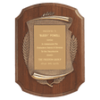 11" x 15" American Walnut Notch Corner Plaque w/Antique Bronze Scroll/Brushed Brass Plate