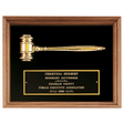 10" x 13" Gold Electrooplated Gavel in a Walnut Frame with Black Velour Background and Black Laserable Brass plate