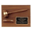 9" x 12" Solid Walnut Plaque with a Walnut Gavel, Gold Gavel Band, Black Laserable Brass Plate and a Walnut Half Sounding Block