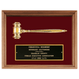 10" x 13" Gold Electroplated Gavel in a Walnut Frame with Maroon Velour Background and Black Laserable Brass Plate