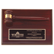 9" x 12" Rosewood Piano Finish Gavel Plaque with Black Laserable Brass Plate