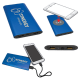Blue 8000MAH Power Bank & Wireless Anodized Aluminum Charger with USB-C Cord
