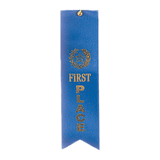 Blue 1st Place Carded Ribbon with String