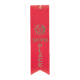 Red 2nd Place Carded Ribbon with String