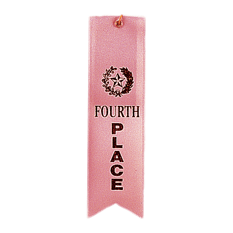 Pink 4th Place Carded Ribbon with String