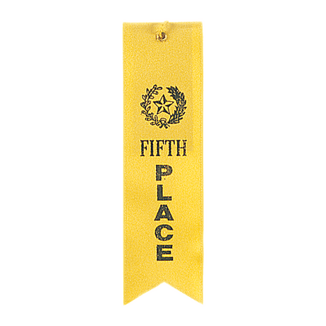 Yellow 5th Place Carded Ribbon with String