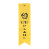 Yellow 5th Place Carded Ribbon with String