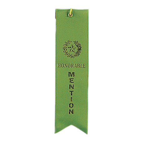 Honorable Mention Green Carded Ribbon with String