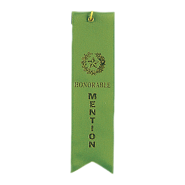 Honorable Mention Green Carded Ribbon with String