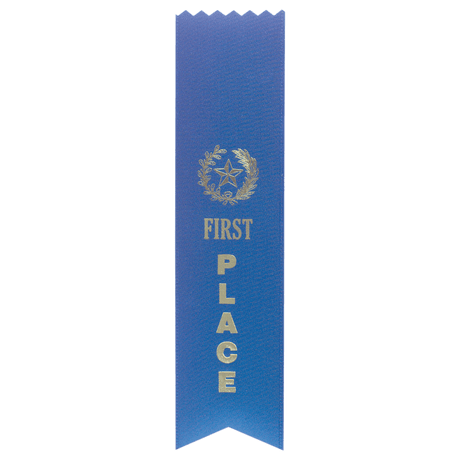 Blue 1st Place Pinked Top Ribbon