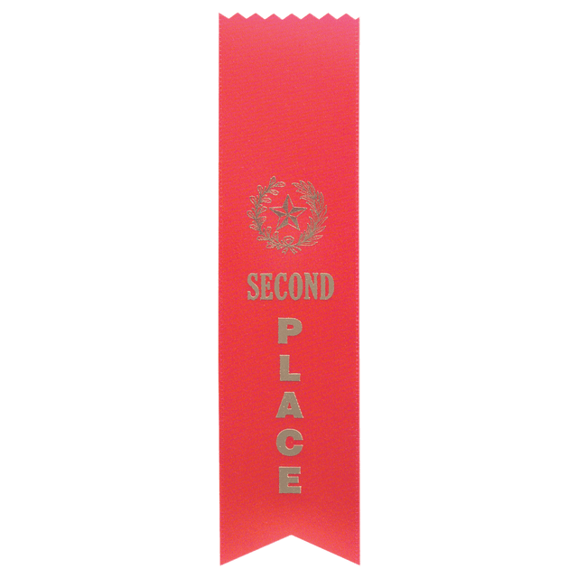 Red 2nd Place Pinked Top Ribbon