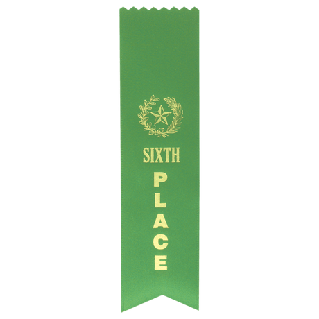 Green 6th Place Pinked Top Ribbon