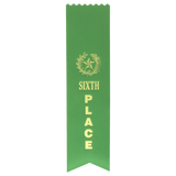 Green 6th Place Pinked Top Ribbon