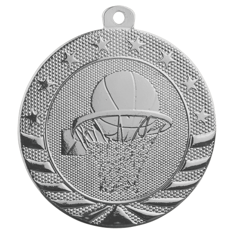 Bright Silver 2" Basketball Starbrite Medal