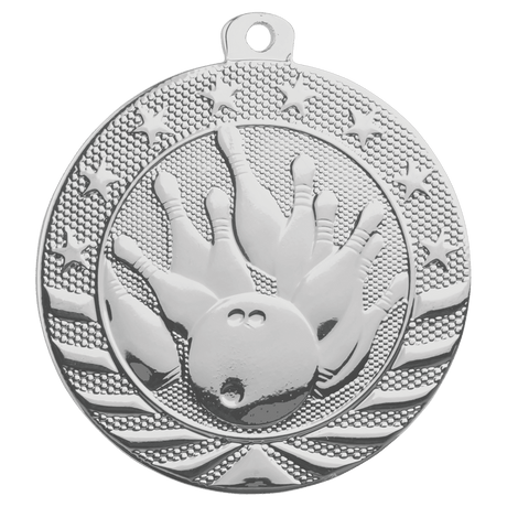Bright Silver 2" Bowling Starbrite Medal