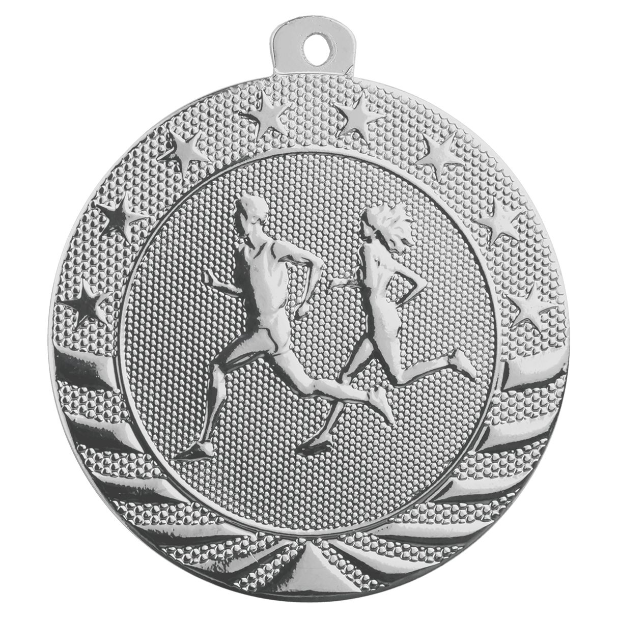 Bright Silver 2" Cross Country Starbrite Medal