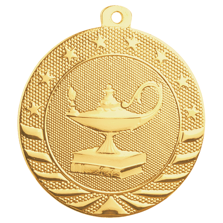 Bright Gold 2" Lamp of Knowledge Starbrite Medal