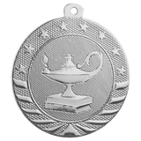 Bright Silver 2" Lamp of Knowledge Starbrite Medal