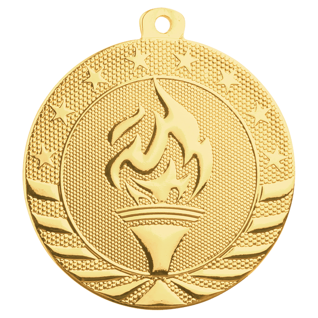 Bright Gold 2" Torch Starbrite Medal