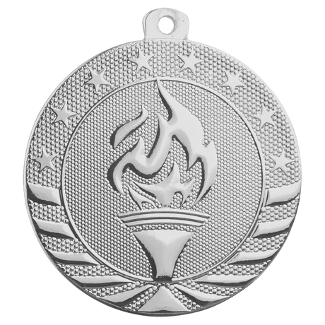 Bright Silver 2" Torch Starbrite Medal