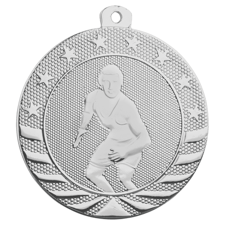 Bright Silver 2" Wrestling Starbrite Medal