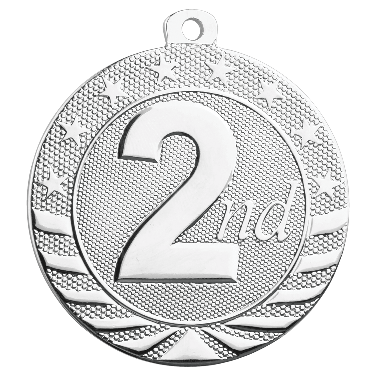 2" Bright Silver 2nd Place Starbrite Medal