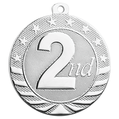 2" Bright Silver 2nd Place Starbrite Medal