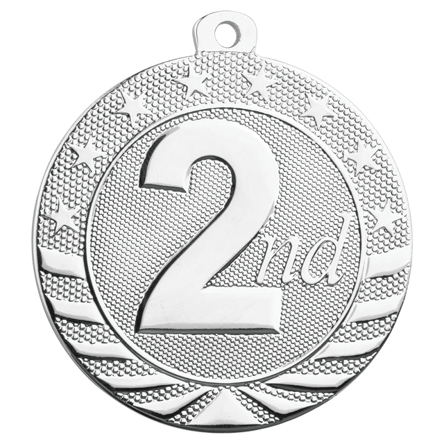 2" Bright Silver 2nd Place Starbrite Medal