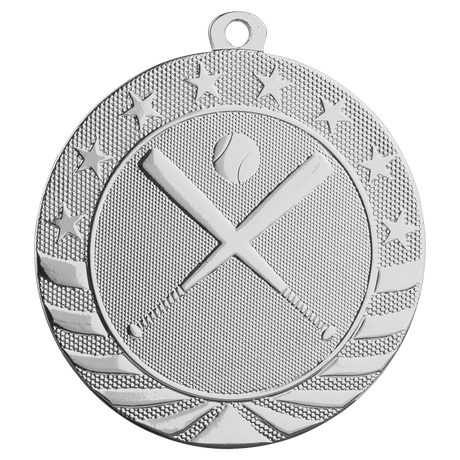 Bright Silver 2 3/4" Baseball/Softball Starbrite Medal