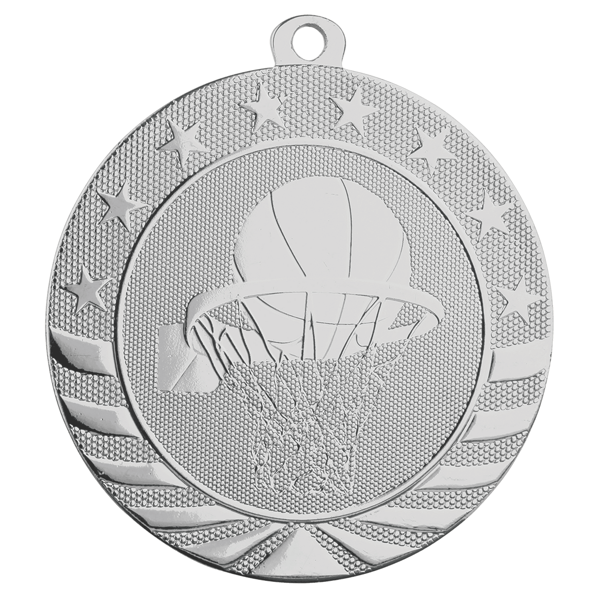 Bright Silver 2 3/4" Basketball Starbrite Medal