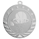 Bright Silver 2 3/4" Basketball Starbrite Medal
