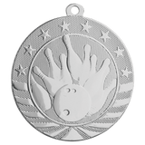 Bright Silver 2 3/4" Bowling Starbrite Medal