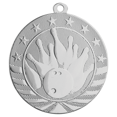 Bright Silver 2 3/4" Bowling Starbrite Medal