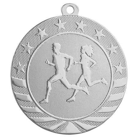 Bright Silver 2 3/4" Cross Country Starbrite Medal