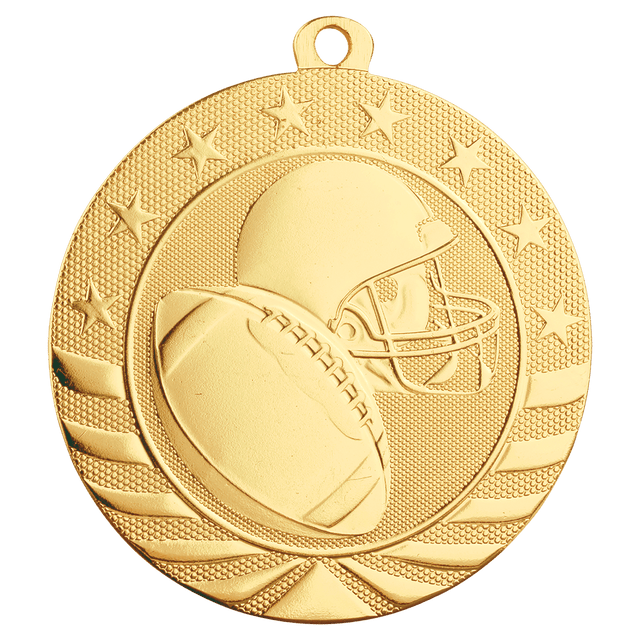 Bright Gold 2 3/4" Football Starbrite Medal