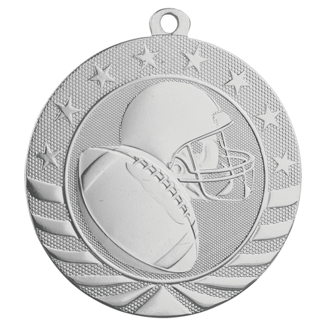 Bright Silver 2 3/4" Football Starbrite Medal