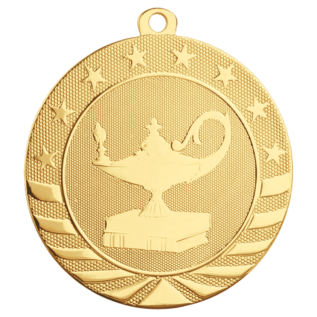 Bright Gold 2 3/4" Lamp of Knowledge Starbrite Medal