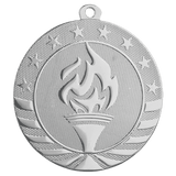 Bright Silver 2 3/4" Torch Starbrite Medal