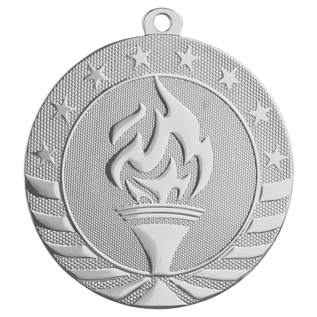 Bright Silver 2 3/4" Torch Starbrite Medal
