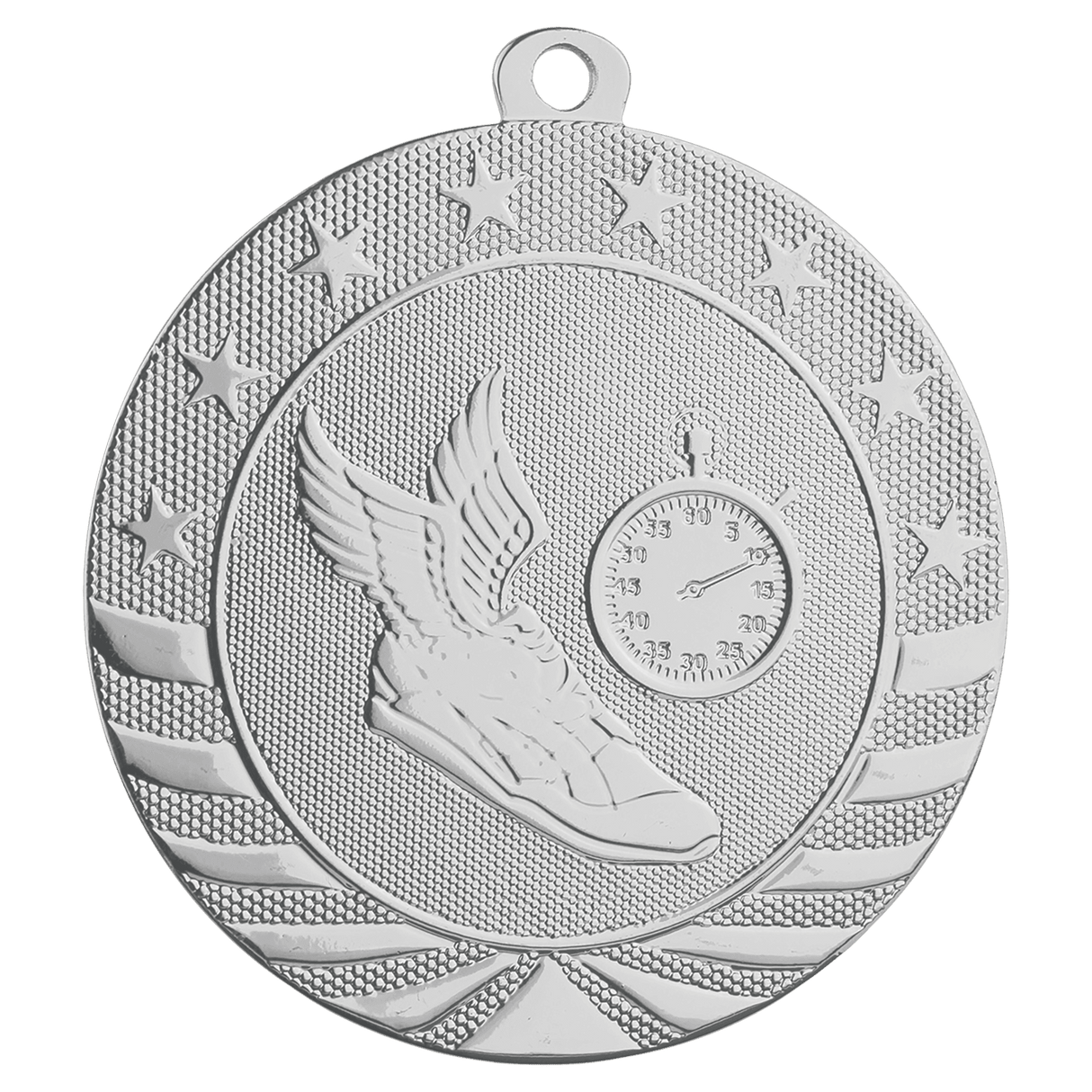 Bright Silver 2 3/4" Track Starbrite Medal