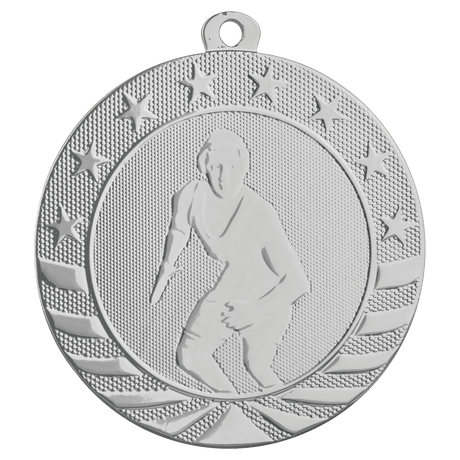 Bright Silver 2 3/4" Wrestling Starbrite Medal