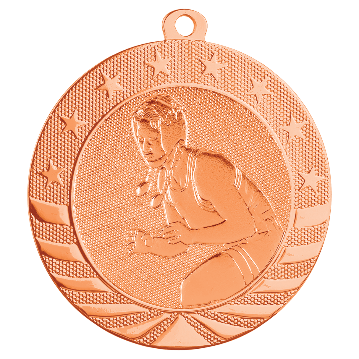 Bright Bronze 2 3/4" Female Wrestling Starbrite Medal
