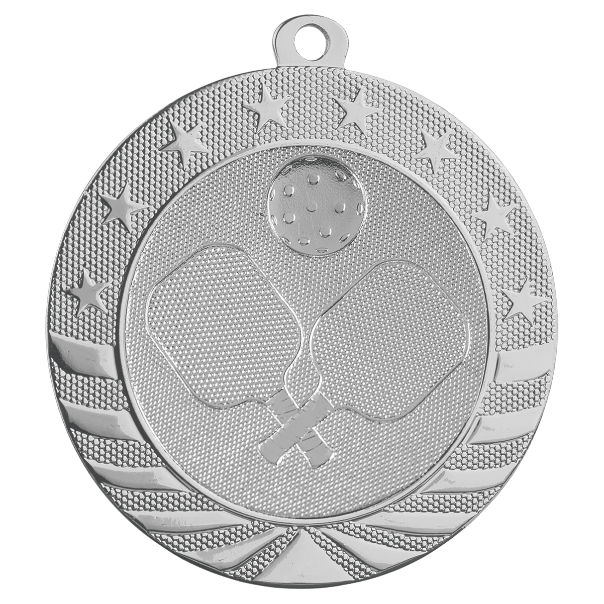 Bright Silver 2 3/4" Pickleball Starbrite Medal